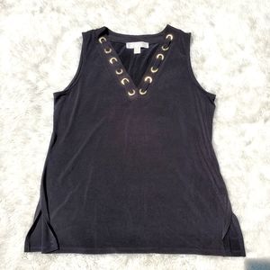 Micheal Kors Small Women's Black Gold Tank Top EUC.